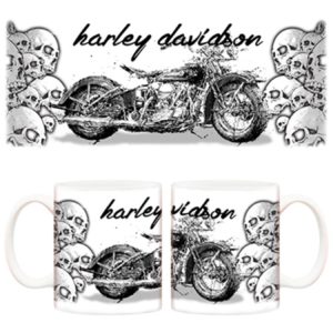 Taza Harley Davidson y calaveras